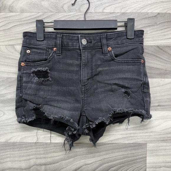 American Eagle Outfitters Pants - American Eagle Outfitters Cutoff Shorts Women 2 Black Denim Distressed Stretch